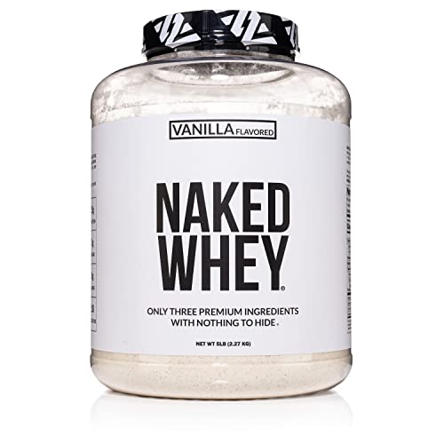 Naked Whey Vanilla Protein – All Natural Grass Fed Whey Protein Powder + Vanilla + Coconut Sugar- 5lb Bulk, GMO-Free, Soy Free, Gluten Free. Aid Muscle Recovery - 61 Servings