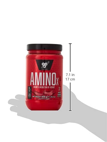 BSN Amino X Muscle Recovery & Endurance Powder with BCAAs, 10 Grams of Amino Acids, Keto Friendly, Caffeine Free, Flavor: Fruit Punch, 30 servings (Packaging may vary)