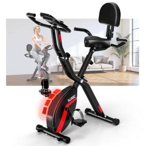 5-in-1 Folding Stationary Exercise Bike - Black/Red