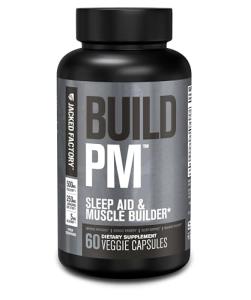 Build PM Night Time Muscle Builder & Sleep Aid - Post Workout Recovery & Sleep Support Supplement w/VitaCherry Tart Cherry, Ashwagandha, Melatonin, More - 60 Natural Veggie Pills