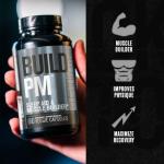 Build PM Night Time Muscle Builder & Sleep Aid - Post Workout Recovery & Sleep Support Supplement w/VitaCherry Tart Cherry, Ashwagandha, Melatonin, More - 60 Natural Veggie Pills