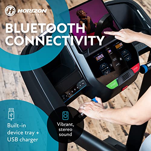 Horizon Fitness T101 Folding Treadmill with Incline for Running and Walking with Bluetooth Connectivity 300 lb Capacity, Running Machine for Home Exercise