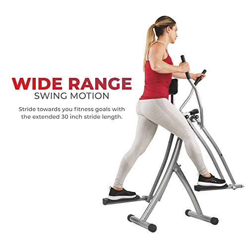 Sunny Health & Fitness SF-E902 Air Walk Trainer Elliptical Machine Glider w/LCD Monitor, 220 LB Max Weight and 30 Inch Stride