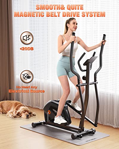 YOSUDA Compact Elliptical Machine - Cross Trainer with Hyper-Quiet Magnetic Drive System, 16 Levels Adjustable Resistance, with LCD Monitor & Ipad Mount