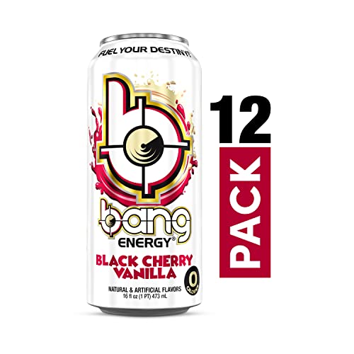 Bang Black Cherry Vanilla Energy Drink, 0 Calories, Sugar Free with Super Creatine, 16 Fl Oz (Pack of 12)