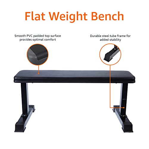Amazon Basics Flat Weight Workout Exercise Bench, Black