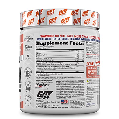 GAT Sport Nitraflex Advanced Pre-Workout Powder, Increases Blood Flow, Boosts Strength and Energy, Improves Exercise Performance, Creatine-Free (Blood Orange, 30 Servings)