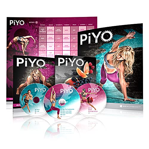 Chalene Johnson's PiYo Base Kit, DVD Workout with Exercise Videos + Fitness Tools and Nutrition Guide, Home Gym Bodyweight Workouts Program, Meals Plans and Tape Measure Included, 3 DVDs