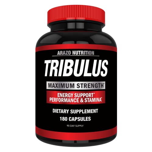 Tribulus Terrestris Extract Powder - Testosterone Booster with Estrogen Blocker - Arazo Nutrition USA - 180 Capsules