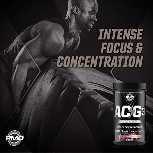 PMD Sports ACG3 Supercharged - Pre Workout - Powerful Strength, High Energy, Maximize Mental Focus, Endurance and Optimum Workout Performance for Men and Women - Pink Lemonade (60 Servings)