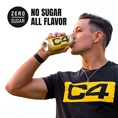 C4 Energy Carbonated Zero Sugar Energy Drink, Pre Workout Drink + Beta Alanine, Orange Slice, 16 Fl Oz (Pack of 12)