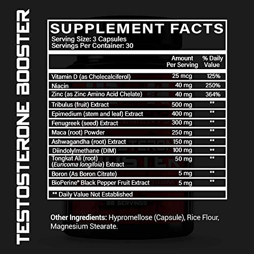 Testosterone Booster for Men - Estrogen Blocker - Supplement Natural Energy, Strength & Stamina - Lean Muscle Growth - Promotes Fat Loss - Increase Male Performance (6 Bottles)