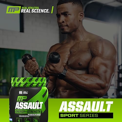 MusclePharm Assault Sport Pre-Workout Powder with High-Dose Energy, Focus, Strength, and Endurance, Blue Raspberry, 30 Servings