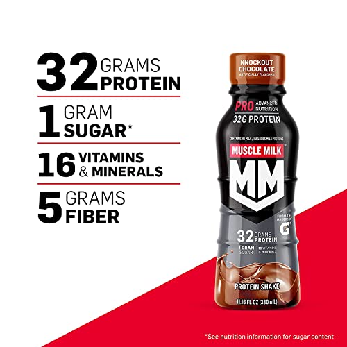 Muscle Milk Pro Advanced Nutrition Protein Shake, Intense Vanilla, 11.16 Fl Oz Bottle, 12 Pack, 32g Protein, 1g Sugar, 16 Vitamins & Minerals, 5g Fiber, Workout Recovery, Energizing Snack, Packaging May Vary