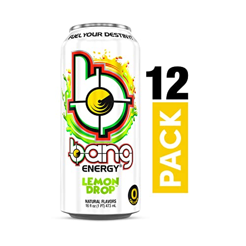 Bang Energy Lemon Drop, Sugar-Free Energy Drink, 16 Ounce (Pack of 12)