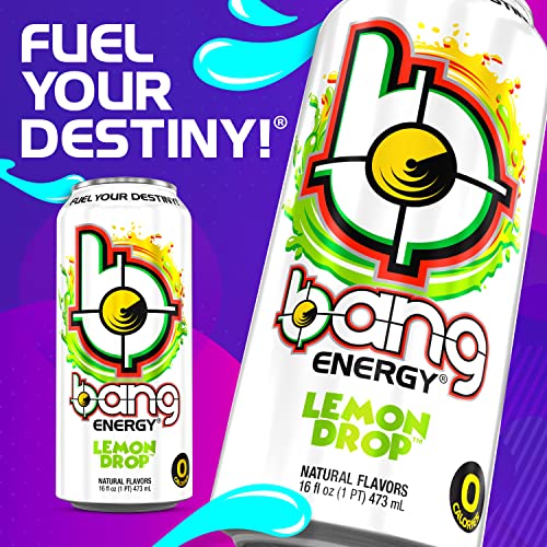 Bang Energy Lemon Drop, Sugar-Free Energy Drink, 16 Ounce (Pack of 12)