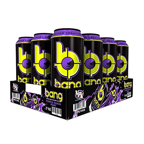 Bang Purple Guava Pear Energy Drink, 0 Calories, Sugar Free with Super Creatine, 16 Fl Oz (Pack of 12)