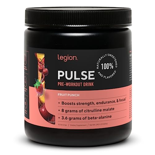Legion Pulse Pre Workout Supplement - All Natural Nitric Oxide Preworkout Drink to Boost Energy, Creatine Free, Naturally Sweetened, Beta Alanine, Citrulline, Alpha GPC