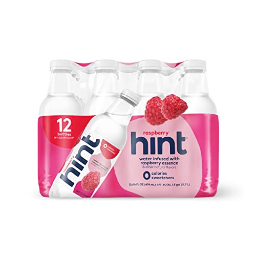 Hint Water Raspberry (Pack of 12), 16 Ounce Bottles, Pure Water Infused with Raspberry, Zero Sugar, Zero Calories, Zero Sweeteners, Zero Preservatives, Zero Artificial Flavors