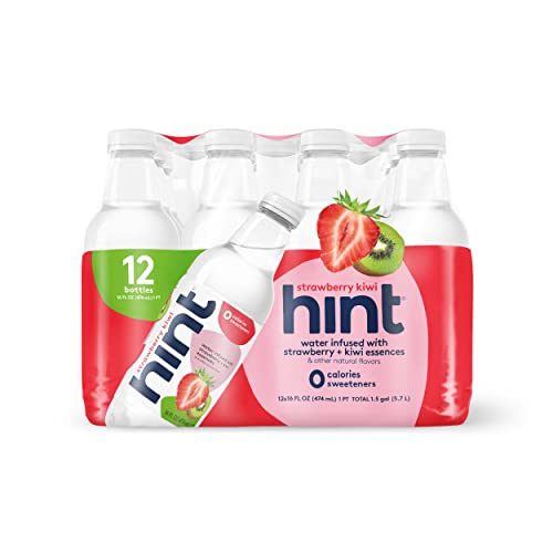 Hint Water Strawberry-Kiwi ,Pure Water Infused with Strawberry and Kiwi, Zero Sugar, Zero Calories, Zero Sweeteners, Zero Preservatives, Zero Artificial Flavors,16 Ounce Bottles , (Pack of 12)