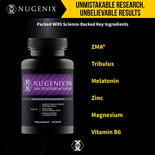 Nugenix PM ZMA - Nighttime Free Testosterone Booster and Sleep Support, 120 Count