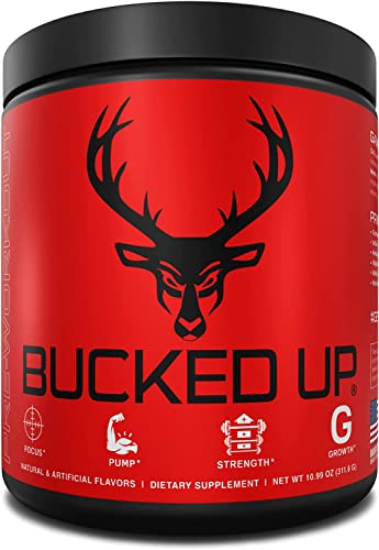 Bucked Up Pre Workout 6 Grams Citrulline, 2 Grams Beta Alanine, and 3 Other Registered trademarked Ingredients (Blue Raz)