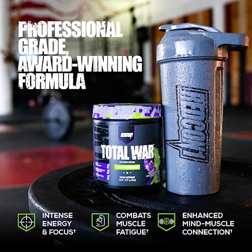 REDCON1 Total War Pre Workout - L Citrulline, Malic Acid, Green Tea Leaf Extract for Pump Boosting Pre Workout for Women & Men - 3.2g Beta Alanine to Reduce Exhaustion, Strawberry Kiwi, 30 Servings