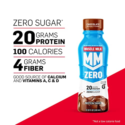 Muscle Milk Zero Protein Shake, Vanilla CrÃ¨me, 20g Protein, Zero Sugar, 100 Calories, Calcium, Vitamins A, C & D, 4g Fiber, Energizing Snack, Workout Recovery, Packaging May Vary 11.16 Fl Oz (Pack of 12)