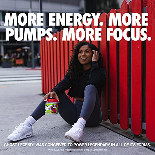 GHOST Legend V2 Pre-Workout Energy Powder, Warheads Sour Watermelon- 25 Servings - Caffeine, L-Citrulline, & Beta Alanine Blend for Energy Focus & Pumps - Free of Soy, Sugar & Gluten, Vegan