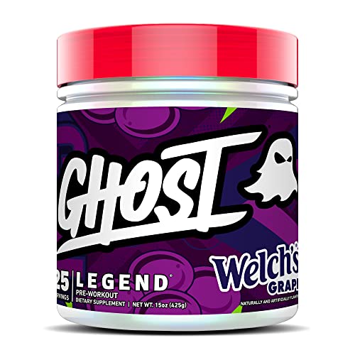 GHOST Legend Pre-Workout Energy Powder, Welch's Grape - 25 Servings - Caffeine, L-Citrulline, & Beta Alanine Blend for Energy Focus & Pumps - Free of Soy, Sugar & Gluten, Vegan