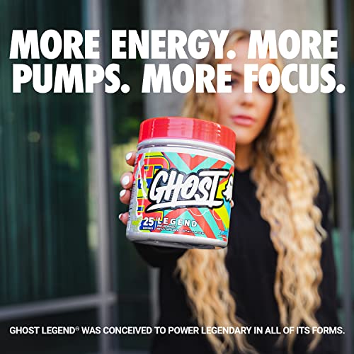 GHOST Legend Pre-Workout Energy Powder, Blue Raspberry - 25 Servings - Caffeine, L-Citrulline, & Beta Alanine Blend for Energy Focus & Pumps - Free of Soy, Sugar & Gluten, Vegan