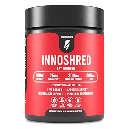 Inno Shred Thermogenic Fat Burner - Advanced Weight Loss Supplement, Appetite Suppressant, Energy Booster - 75mg Capsimax, Grains of Paradise, Organic Caffeine, Green Tea Extract - 60 Veggie Capsules