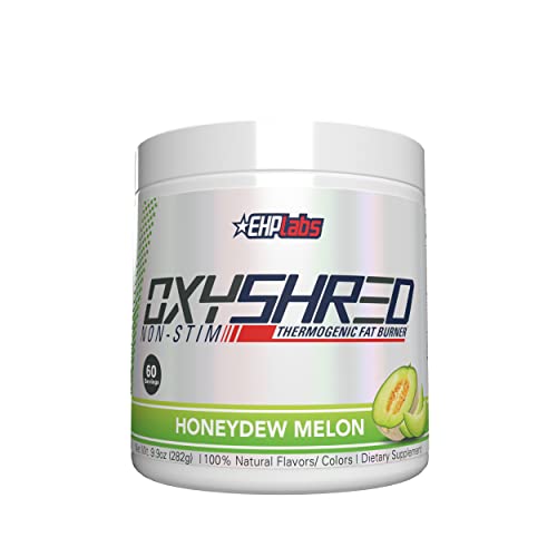 EHPlabs OxyShred Non Stimulant Thermogenic Pre Workout Powder & Shredding Supplement - Pre Workout Powder with L Glutamine & Acetyl L Carnitine, Energy Boost Drink - Honeydew Melon, 60 Servings