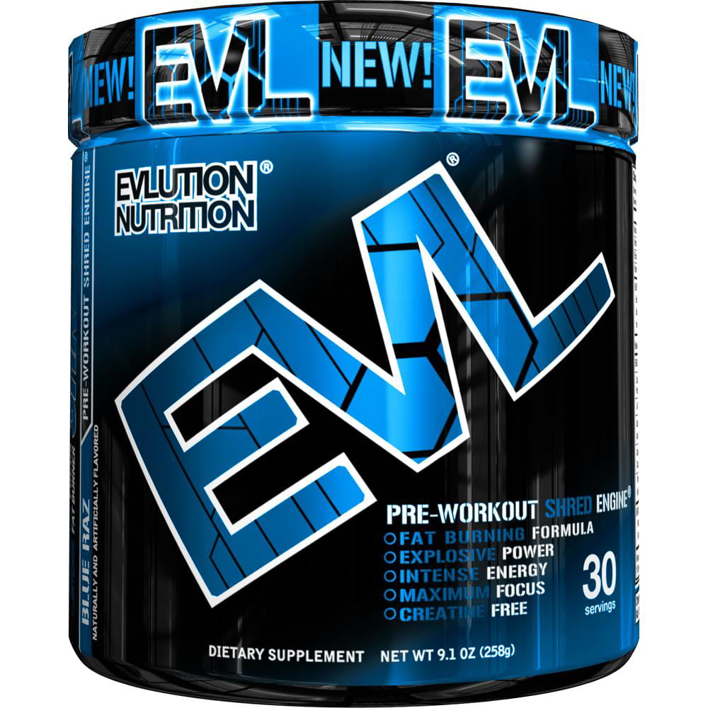 Evlution Nutrition ENGN Shred Pre Workout Thermogenic Fat Burner Powder, Energy, Weight Loss, 30 Servings (Blue Raz)