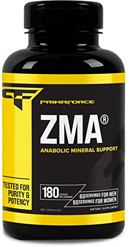PrimaForce ZMA Supplement, Zinc for Immune Support, Muscle Recovery and Endurance Supplement for Men and Women, Zinc and Magnesium Supplement, 180 Count