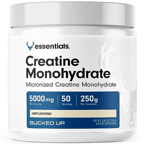 Bucked Up Creatine Monohydrate 250 Grams Powder, Essentials (50 Servings)