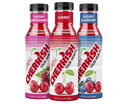 CHERRiSH Tart Cherry Juice 6 Piece 12 oz Bottles Variety Pack - Extreme Hydration Improved Sleep Quality All Natural Sugar Sore Muscle Recovery Anti-inflammatory Sports Drink Healthy Snack