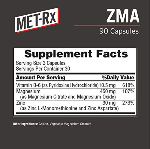 MET-Rx ZMA Supplement, Supports Muscle Recovery, 90 Capsules