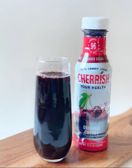 CHERRISH Tart Cherry Juice - 12oz - 12Pack Case - Extreme Hydration Improved Sleep Quality All Natural Sugar Sore Muscle Recovery Anti-inflammatory Sports Drink Healthy Snack