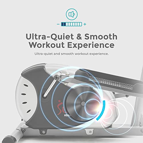 Sunny Health & Fitness Essentials Series Elliptical Machine Cross Trainer with Optional Exclusive SunnyFitâ¢ App and Smart Bluetooth Connectivity, 220 LB Weight Capacity