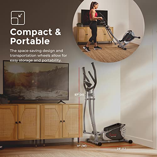 Sunny Health & Fitness Essentials Series Elliptical Machine Cross Trainer with Optional Exclusive SunnyFitâ¢ App and Smart Bluetooth Connectivity, 220 LB Weight Capacity