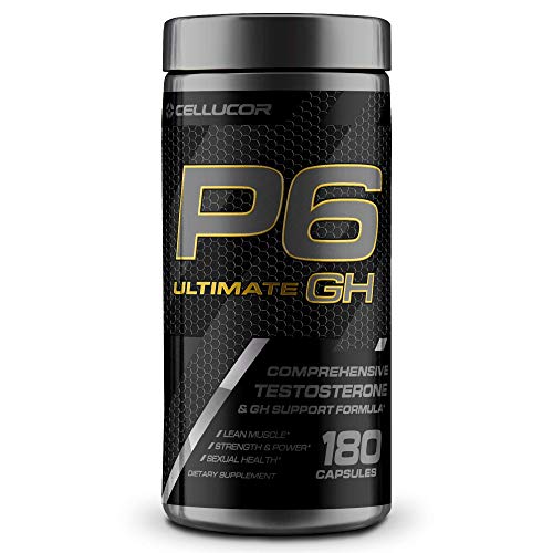 Cellucor P6 Ultimate GH Testosterone Booster for Men, Growth Hormone Support Pills for Protein Synthesis & Fat Metabolism, 180 Capsules