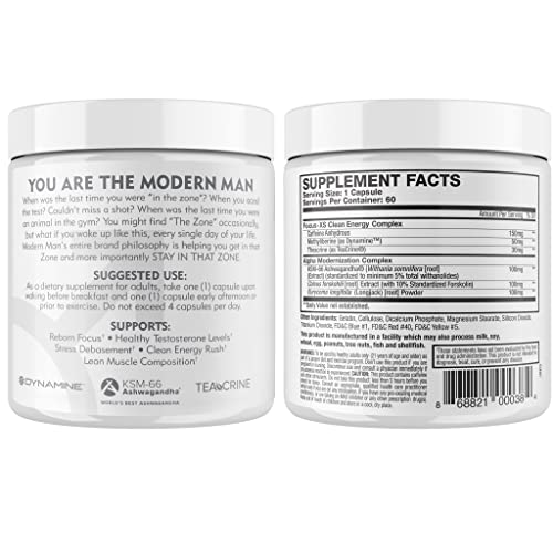 Modern Man V3 - Testosterone Booster + Thermogenic Fat Burner for Men, Boost Focus, Energy & Alpha Drive - Anabolic Weight Loss Supplement & Lean Muscle Builder | Lose Belly Fat - 60 Pills