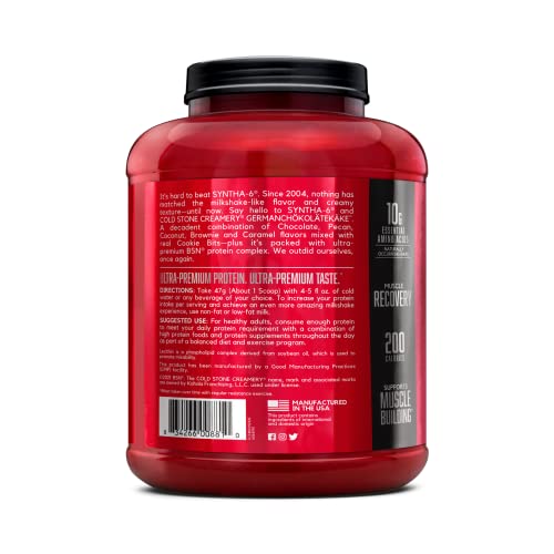 BSN Syntha-6 Whey Protein Powder, Cold Stone Creamery- Germanch?kol?tek?ke Flavor, Micellar Casein, Milk Protein Isolate Powder, 44 Servings