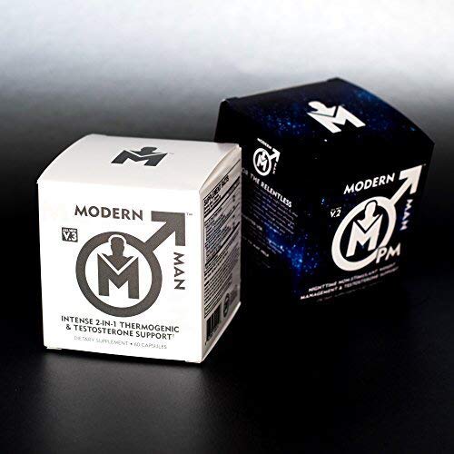 Modern Man V3 - Testosterone Booster + Thermogenic Fat Burner for Men, Boost Focus, Energy & Alpha Drive - Anabolic Weight Loss Supplement & Lean Muscle Builder | Lose Belly Fat - 60 Pills