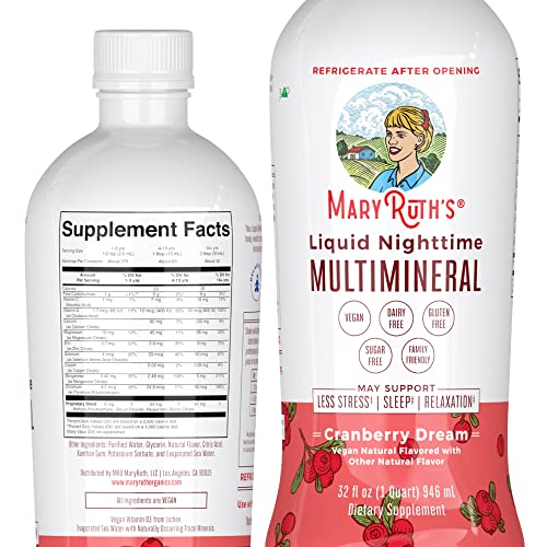 Nighttime Liquid Multimineral Supplement | Sugar Free | Natural Sleep Support for Adults & Kids | NO Melatonin | Magnesium, Calcium & MSM | Available in 4 Flavors | Vegan | Gluten Free | 32 Servings