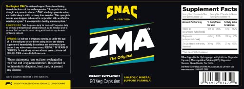 SNAC ZMA The Original Recovery and Sleep Supplement that Supports a Healthy Immune System, 180 Capsules (2 Pack of 90 Count)
