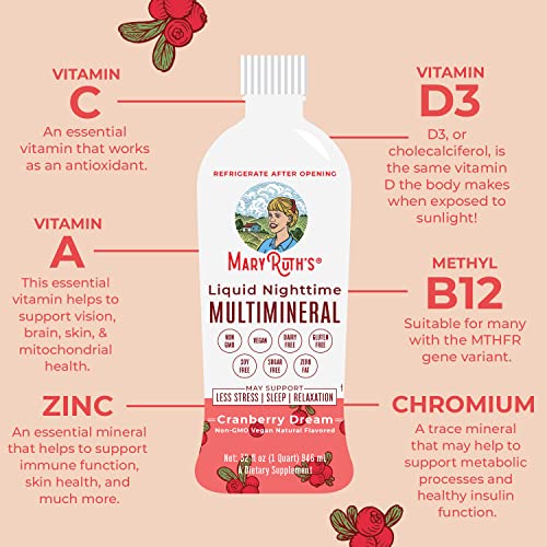 Nighttime Liquid Multimineral Supplement | Sugar Free | Natural Sleep Support for Adults & Kids | NO Melatonin | Magnesium, Calcium & MSM | Available in 4 Flavors | Vegan | Gluten Free | 32 Servings