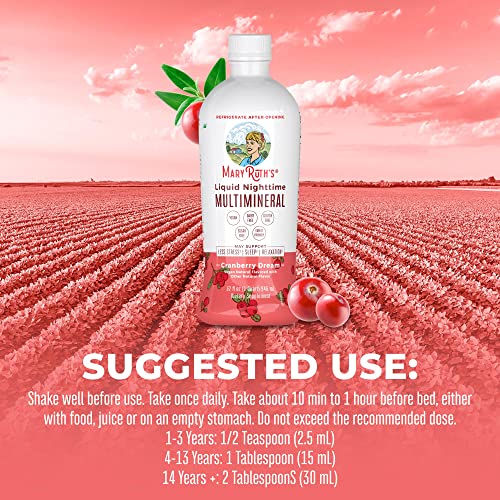 Nighttime Liquid Multimineral Supplement | Sugar Free | Natural Sleep Support for Adults & Kids | NO Melatonin | Magnesium, Calcium & MSM | Available in 4 Flavors | Vegan | Gluten Free | 32 Servings