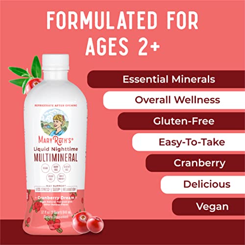 Nighttime Liquid Multimineral Supplement | Sugar Free | Natural Sleep Support for Adults & Kids | NO Melatonin | Magnesium, Calcium & MSM | Available in 4 Flavors | Vegan | Gluten Free | 32 Servings